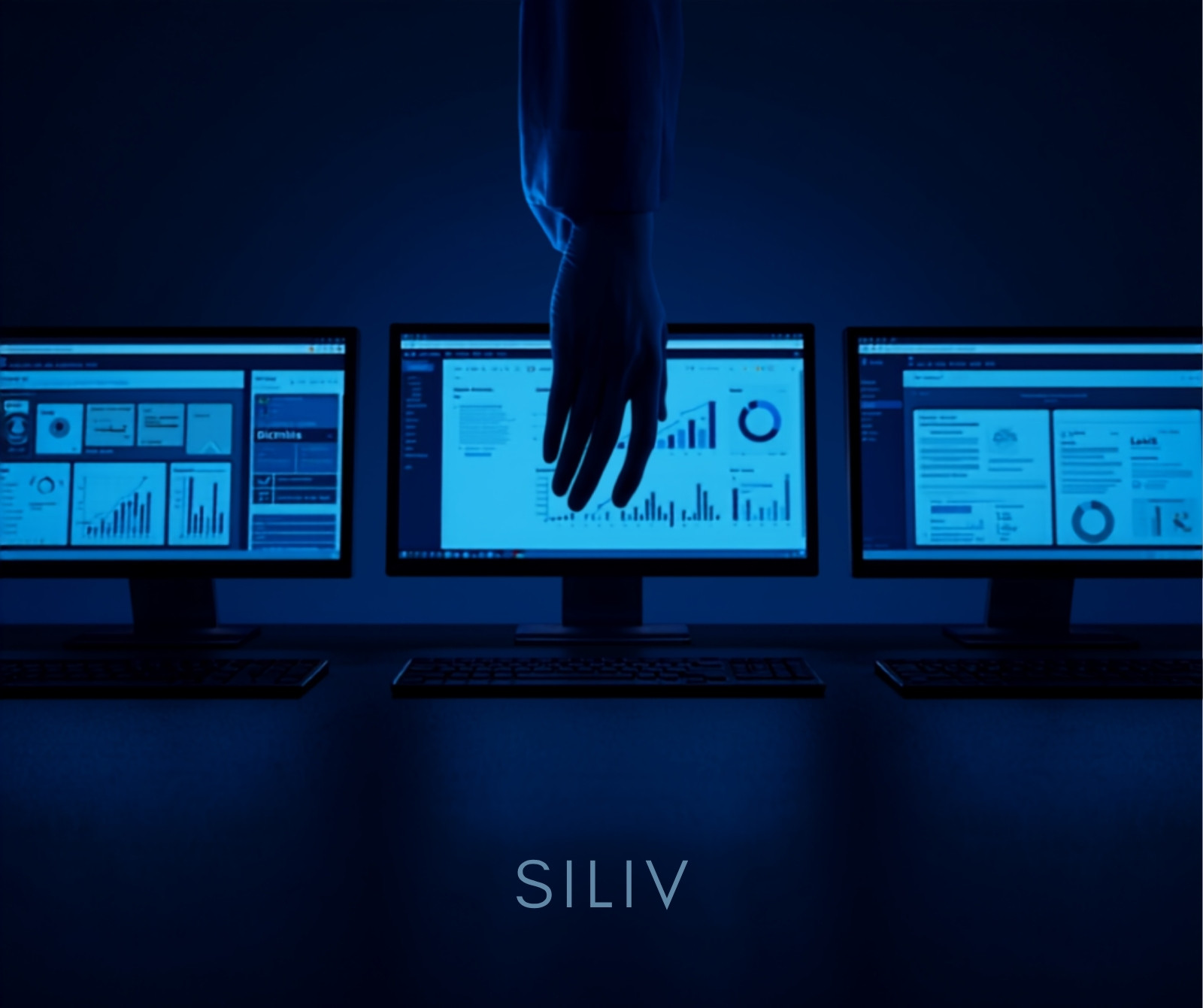 Bureau d'avocat avec plusieurs interfaces logicielles côte à côte